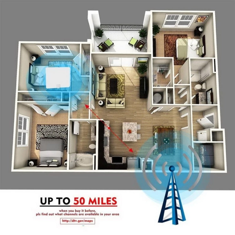 هوائي HDTV داخلي 5dBi/25dBi مع شفاط، VHF170-230/UHF470-862MHz، AN-1002