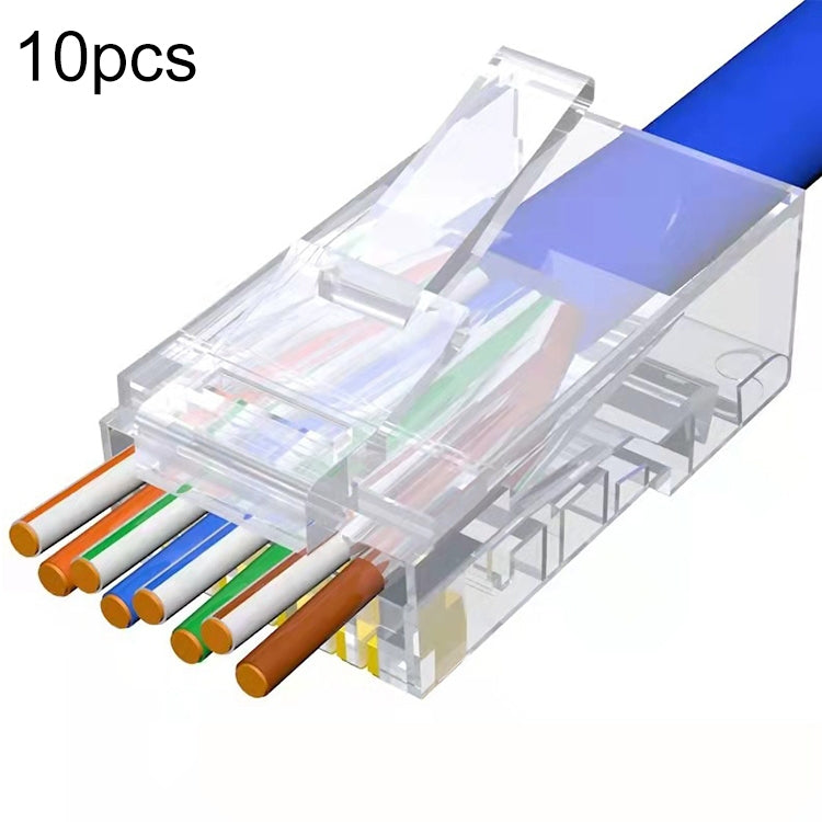 10 قطع موصل RJ45 مودولار غير محمي Cat6e مع تمرير، Cat6e غير محمي