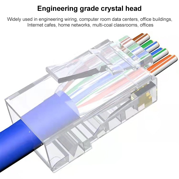10 قطع موصل RJ45 مودولار غير محمي Cat6e مع تمرير، Cat6e غير محمي