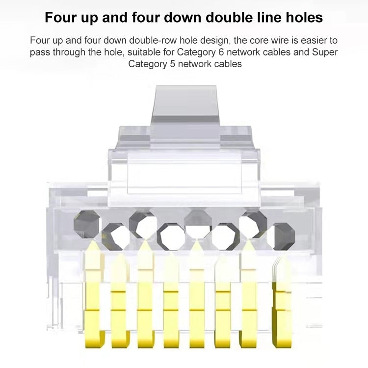10 قطع موصل RJ45 مودولار غير محمي Cat6e مع تمرير، Cat6e غير محمي