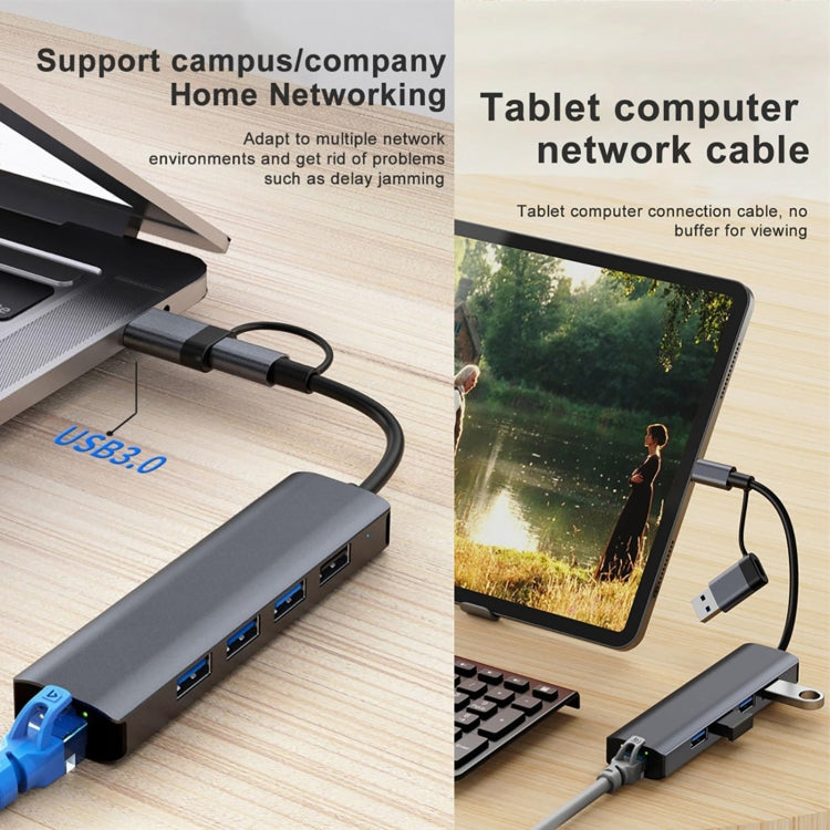 BYL-2208TU 5 in 2 USB + USB-C / Type-C to USB Multifunctional Docking Station HUB Adapter, BYL-2208