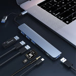 BYL-2218TU 8 in 1 USB + USB-C / Type-C to USB Multifunctional Docking Station HUB Adapter, BYL-2218TU