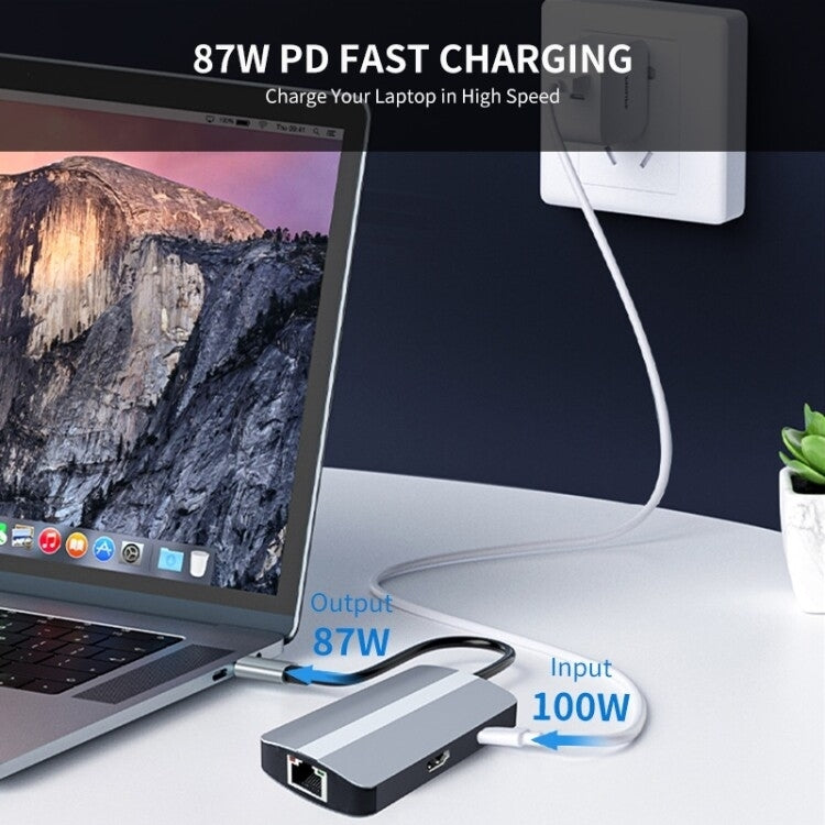 BYL-2209 6 in 1 USB-C / Type-C to USB Multifunctional Docking Station HUB Adapter, BYL-2209