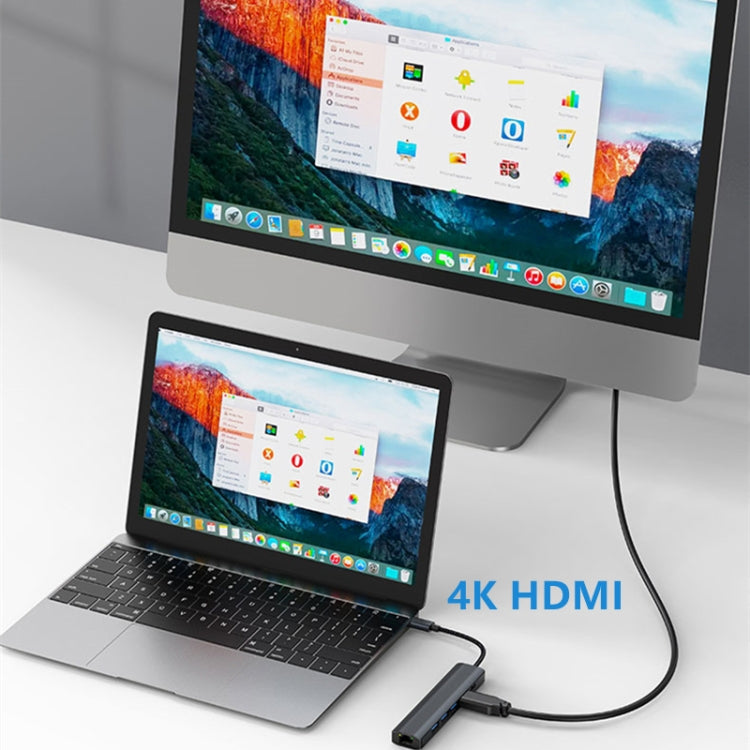 محطة إرساء متعددة الوظائف 6 في 1 USB-C / Type-C إلى USB مع منفذ شبكة 1000M، محول BYL-2210