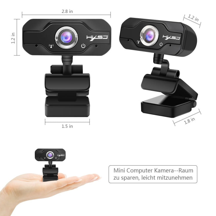 كاميرا ويب HXSJ S50 بدقة 100 ميجابكسل 720P HD بمعدل 30 إطارًا في الثانية لأجهزة الكمبيوتر المكتبية / المحمولة / التلفزيون الذكي، مع ميكروفون يمتص الصوت بطول 10 أمتار، طول الكابل: 1.4 متر، S50