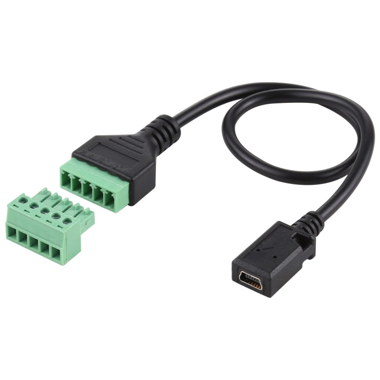 كابل محول توصيل USB بدون لحام من أنثى 5 دبابيس صغيرة إلى أطراف قابلة للتوصيل 5 دبابيس، الطول: 30 سم، أنثى 5 دبابيس صغيرة