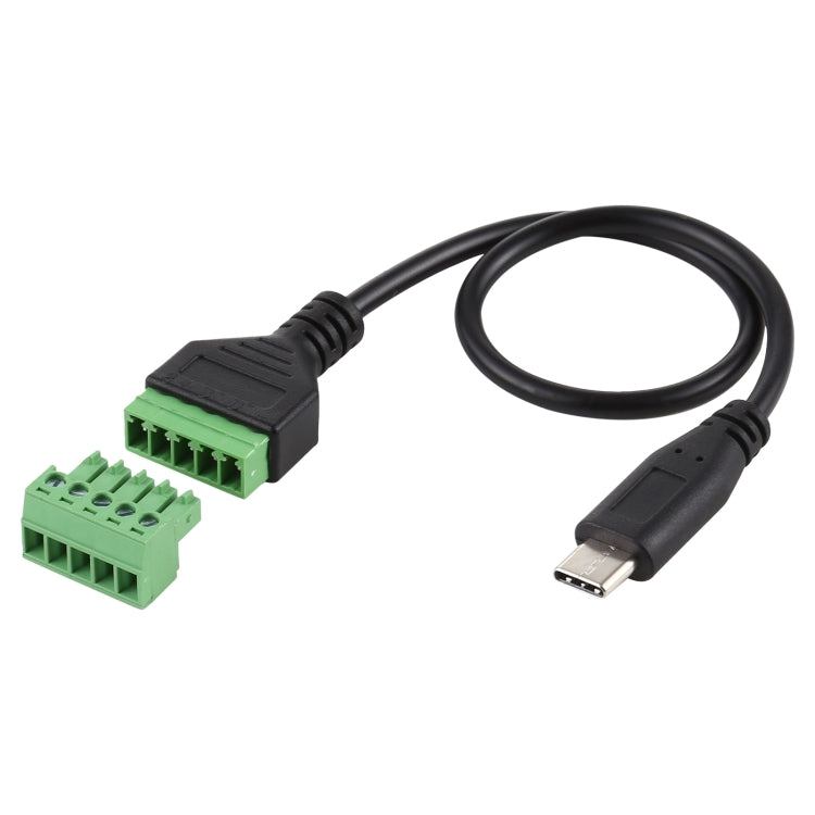 كابل محول توصيل USB بدون لحام من ذكر USB-C / Type-C إلى أطراف قابلة للتوصيل 5 دبابيس، الطول: 30 سم، ذكر Type-C