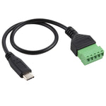 كابل محول توصيل USB بدون لحام من ذكر USB-C / Type-C إلى أطراف قابلة للتوصيل 5 دبابيس، الطول: 30 سم، ذكر Type-C