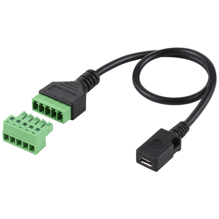 كابل محول توصيل Micro USB أنثى إلى 5 أطراف قابلة للتوصيل بدون لحام USB، الطول: 30 سم، Micro USB أنثى