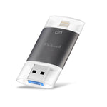 ذاكرة فلاش Richwell 3 في 1 بسعة 128 جيجابايت Type-C + 8 دبابيس + USB 3.0 مع غطاء معدني مزدوج ودفع وسحب مع وظيفة OTG