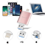 ذاكرة فلاش Richwell 3 في 1 بسعة 128 جيجابايت Type-C + 8 دبابيس + USB 3.0 مع غطاء معدني مزدوج ودفع وسحب مع وظيفة OTG