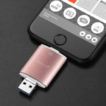 ذاكرة فلاش Richwell 3 في 1 بسعة 128 جيجابايت Type-C + 8 دبابيس + USB 3.0 مع غطاء معدني مزدوج ودفع وسحب مع وظيفة OTG