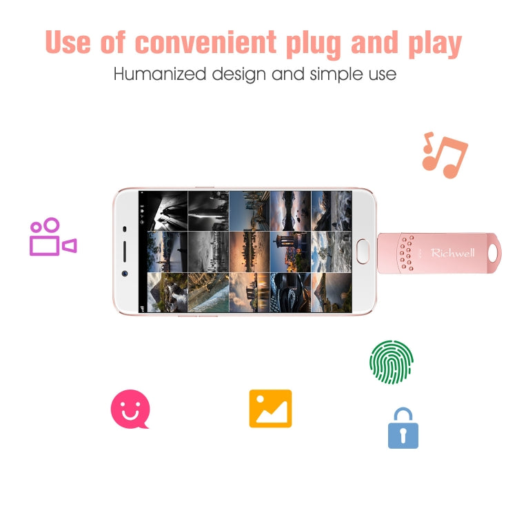 ريتشويل 3 في 1 فلاش ديسك معدني 128 جيجابايت Type-C + Micro USB + USB 3.0 مع وظيفة OTG