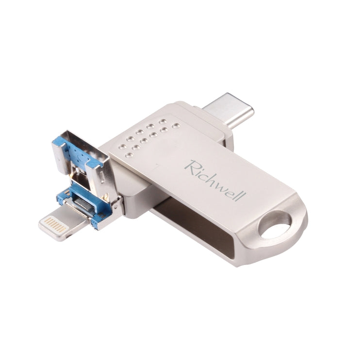 ريتشويل فلاش ديسك معدني 64 جيجابايت Type-C + 8 Pin + USB 3.0 مع وظيفة OTG
