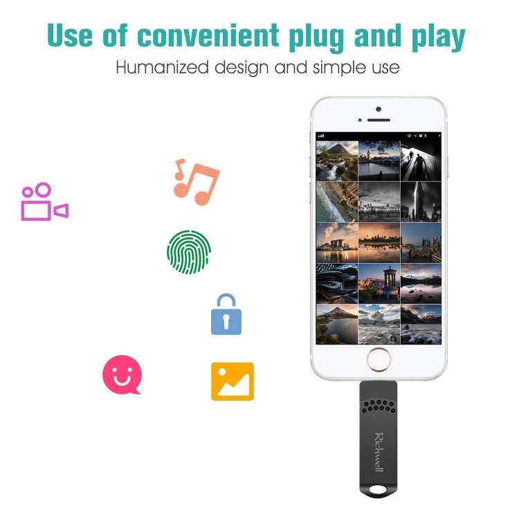 ريتشويل فلاش ديسك معدني 128 جيجابايت Type-C + 8 Pin + USB 3.0 مع وظيفة OTG
