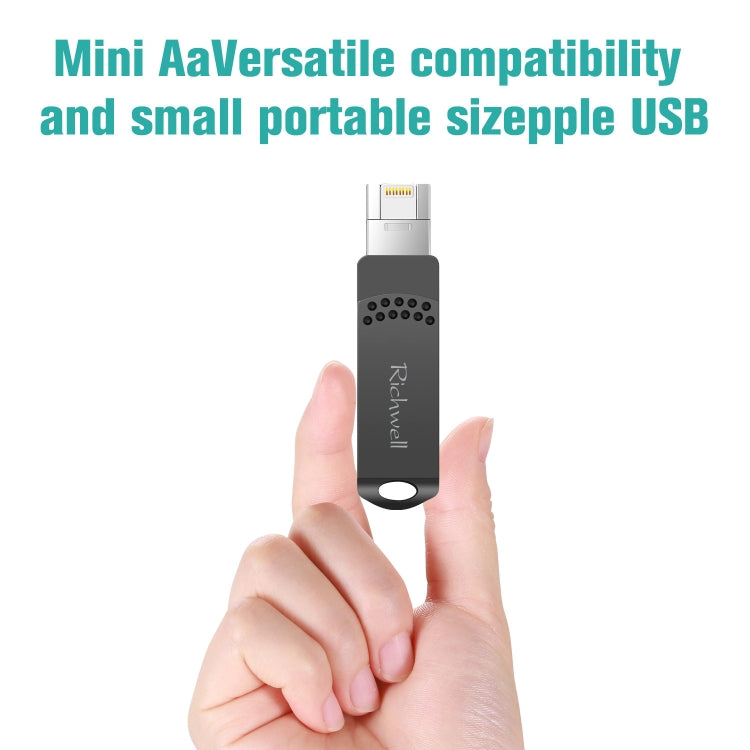 ريتشويل فلاش ديسك معدني 128 جيجابايت Type-C + 8 Pin + USB 3.0 مع وظيفة OTG