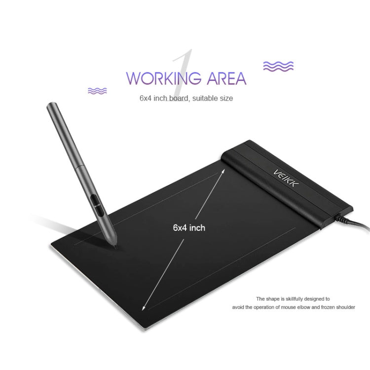 لوحة رسم إلكترونية VEIKK S640 بحجم 6x4 بوصة بدقة 5080 LPI، S640