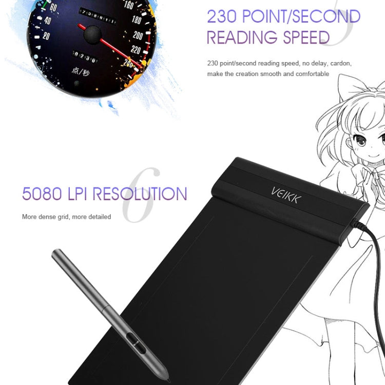 لوحة رسم إلكترونية VEIKK S640 بحجم 6x4 بوصة بدقة 5080 LPI، S640