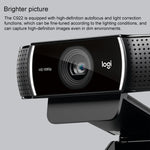 كاميرا ويب لوجيتك C922 بدقة HD 1080P مع تركيز تلقائي وميكروفونين متعدد الاتجاهات