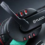 سماعة رأس ألعاب TUCCI X6 ستيريو مع باس فائق وميكروفون للكمبيوتر، X6