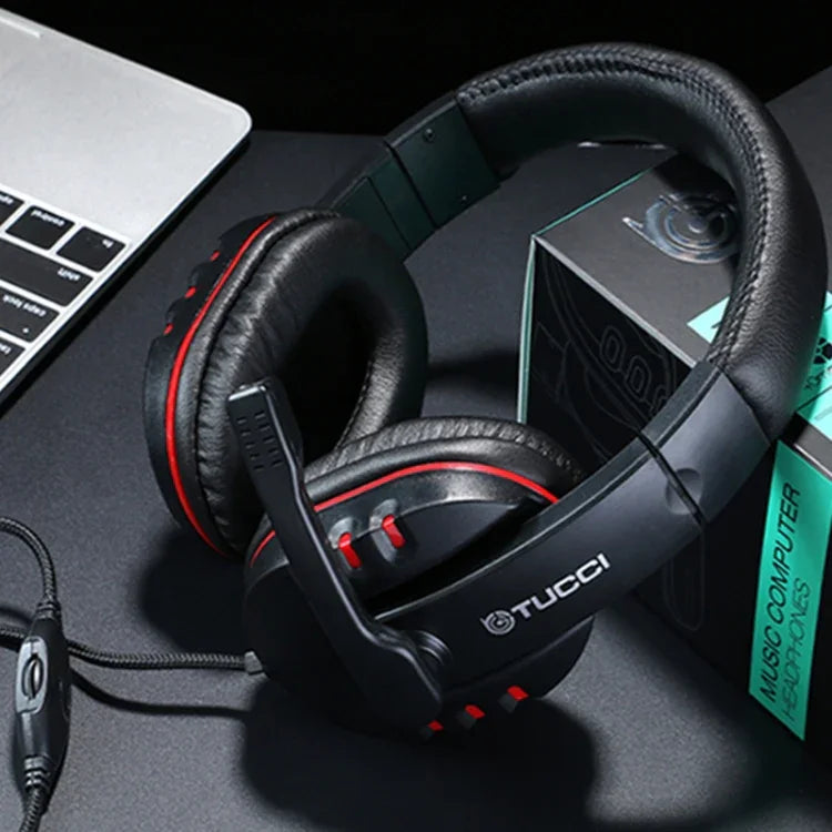 سماعة رأس ألعاب TUCCI X6 ستيريو مع باس فائق وميكروفون للكمبيوتر، X6