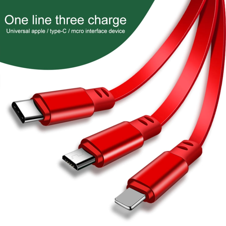 كابل شحن قابل للسحب 3 في 1 USB إلى USB-C / Type-C + 8Pin + Micro USB بطول 1.2 متر، 3.5A كحد أقصى