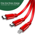 كابل شحن قابل للسحب 3 في 1 USB إلى USB-C / Type-C + 8Pin + Micro USB بطول 1.2 متر، 3.5A كحد أقصى