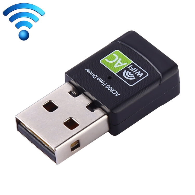محول واي فاي USB 2.0 ثنائي النطاق 2.4GHz و5GHz بسرعة AC600Mbps، بطاقة شبكة خارجية، AC600Mbps