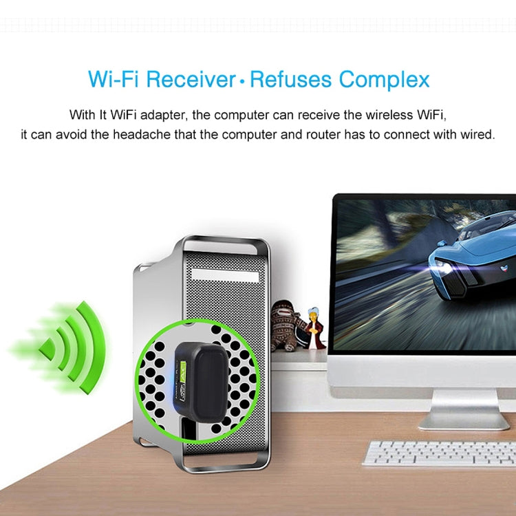 محول واي فاي USB 2.0 ثنائي النطاق 2.4GHz و5GHz بسرعة AC600Mbps، بطاقة شبكة خارجية، AC600Mbps