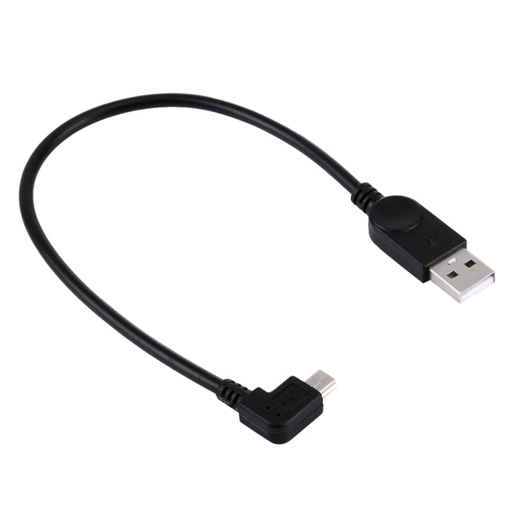 كابل بيانات / شحن Mini USB بزاوية 90 درجة لليسار، الطول: 28 سم، Mini USB بزاوية يسار
