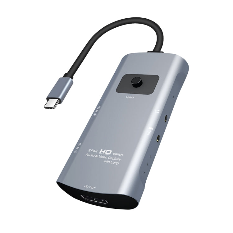 Z54A مبدل التقاط فيديو مع مخرج HDMI + مدخلين HDMI + ميكروفون + صوت إلى Type-C مع حلقة، Z54A