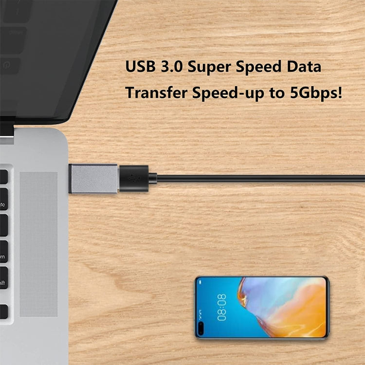 محول بيانات / شاحن من سبيكة الألمنيوم USB-C / Type-C 3.1 ذكر إلى USB 3.0 أنثى