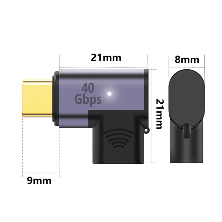محول شحن مغناطيسي USB-C / Type-C ذكر إلى أنثى بزاوية 100 واط، 100 واط بزاوية
