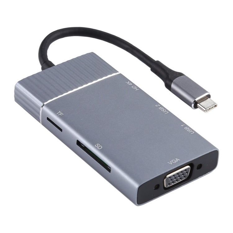 محطة إرساء USB-C متعددة الوظائف 7 في 1 مزدوج USB 3.0 + TF/SD + HDMI/VGA + جاك 3.5 مم + Type-C / USB-C، 2xUSB3.0+TF/SD+HDMI/VGA+3.5 مم