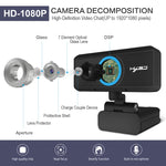 كاميرا ويب HXSJ S4 بدقة 1080P قابلة للتعديل بزاوية 180 درجة مع تركيز يدوي وميكروفون للكمبيوتر الشخصي