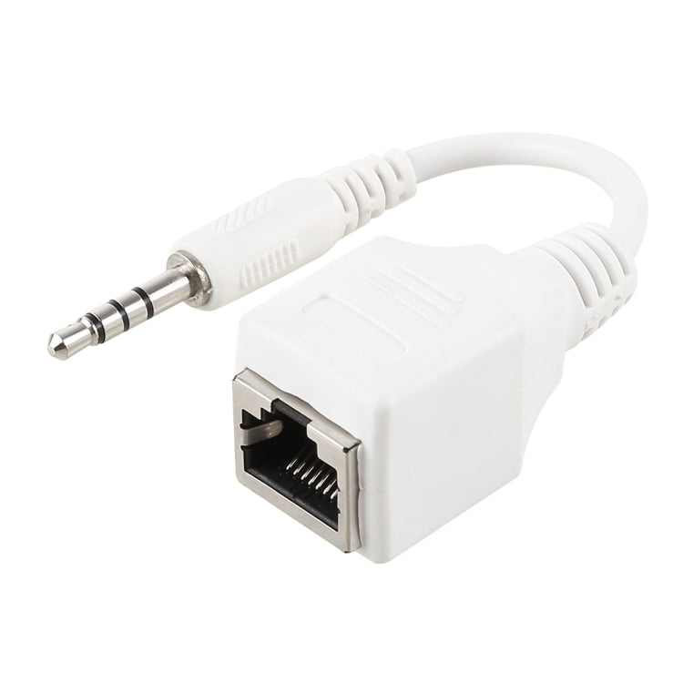محول شبكة إيثرنت CAT5 من مقبس RJ45 إلى قابس صوت 3.5 مم بأربعة أقطاب، الطول الإجمالي: حوالي 13 سم