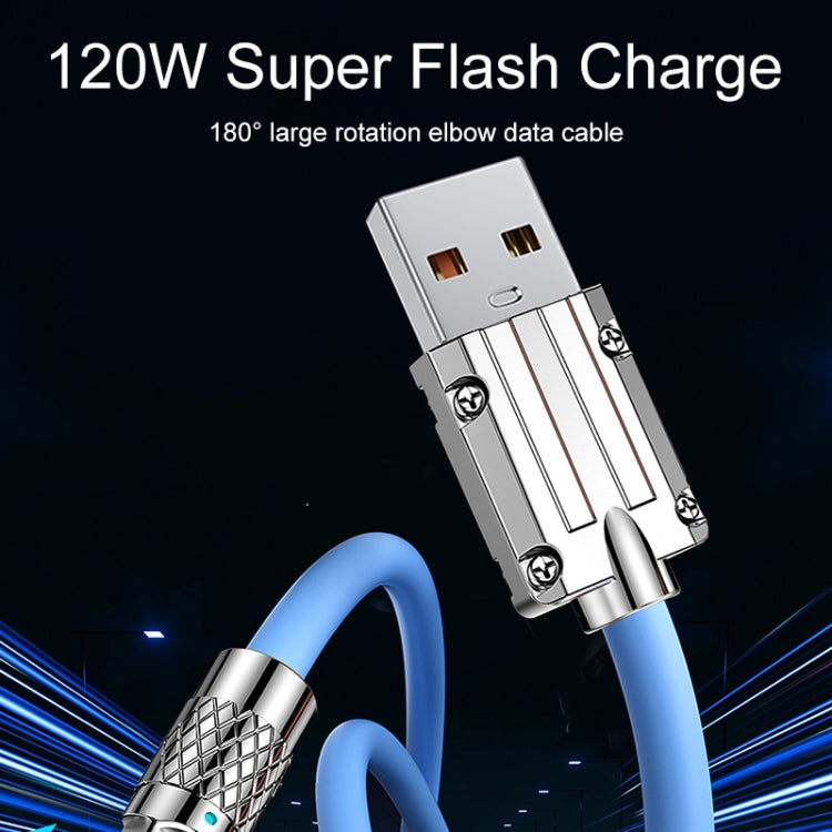 Mech Series كابل شحن سريع USB إلى 8 Pin معدني 180 درجة 6A 120W، الطول: 1.2 متر، 1.2 متر 8 Pin، 1.2 متر 180 درجة 8 Pin