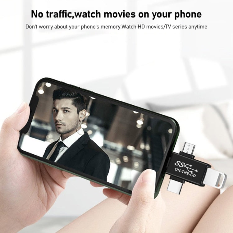 محول OTG متعدد الوظائف 3 في 1 USB 3.0 إلى 8 دبوس + Micro USB + USB-C / Type-C
