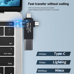 محول OTG متعدد الوظائف 3 في 1 USB 3.0 إلى 8 دبوس + Micro USB + USB-C / Type-C