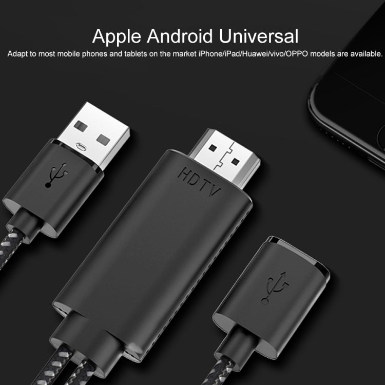 كابل محول فيديو عالي الدقة 2K HDMI ذكر 7563s USB-C / Type-C أنثى، طول الكابل: 1 متر