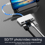 محول فيديو عالي الدقة 75215 5 في 1 من 8 دبابيس إلى HDMI + فتحة بطاقة SD + فتحة بطاقة TF + USB + منفذ شحن 8 دبابيس، 75215