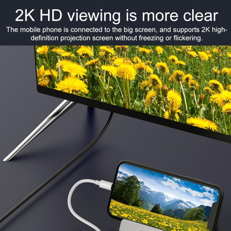 محول فيديو عالي الدقة 75215 5 في 1 من 8 دبابيس إلى HDMI + فتحة بطاقة SD + فتحة بطاقة TF + USB + منفذ شحن 8 دبابيس، 75215