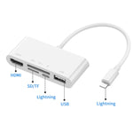 محول فيديو عالي الدقة 75215 5 في 1 من 8 دبابيس إلى HDMI + فتحة بطاقة SD + فتحة بطاقة TF + USB + منفذ شحن 8 دبابيس، 75215