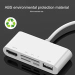 محول فيديو عالي الدقة 75215 5 في 1 من 8 دبابيس إلى HDMI + فتحة بطاقة SD + فتحة بطاقة TF + USB + منفذ شحن 8 دبابيس، 75215