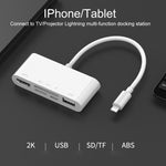 محول فيديو عالي الدقة 75215 5 في 1 من 8 دبابيس إلى HDMI + فتحة بطاقة SD + فتحة بطاقة TF + USB + منفذ شحن 8 دبابيس، 75215