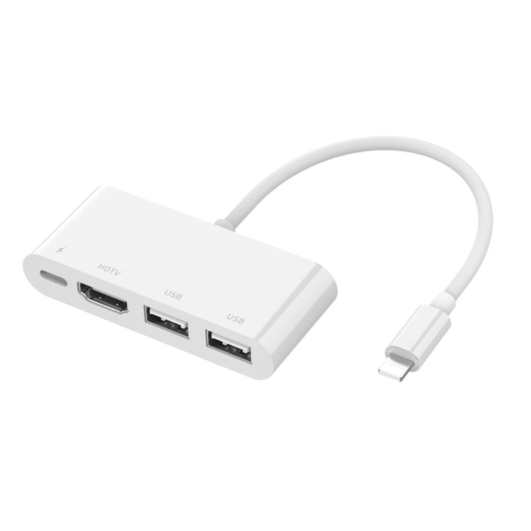 محول فيديو عالي الدقة 75216 4 في 1 من 8 دبابيس إلى HDMI + شحن 8 دبابيس + منفذي USB، 75216