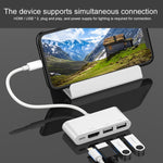 محول فيديو عالي الدقة 75216 4 في 1 من 8 دبابيس إلى HDMI + شحن 8 دبابيس + منفذي USB، 75216