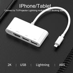 محول فيديو عالي الدقة 75216 4 في 1 من 8 دبابيس إلى HDMI + شحن 8 دبابيس + منفذي USB، 75216