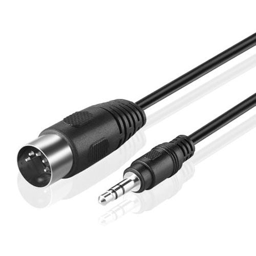كابل محول صوت جاك ستيريو 3.5 مم إلى قابس MIDI DIN 5 دبابيس، طول الكابل: 1.5 م