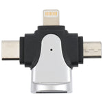 محول 3 في 1 من 8 دبابيس + USB-C / Type-C + Micro USB ذكر إلى USB 3.0 أنثى من سبائك الزنك
